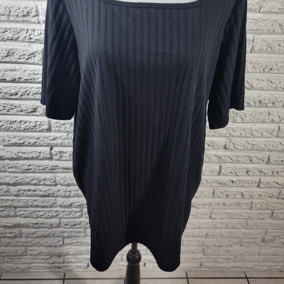 Roamans Womens Top 1X Plus Short Sleeve Black Knit Poly Blend BLA9E - Picture 4 of 7